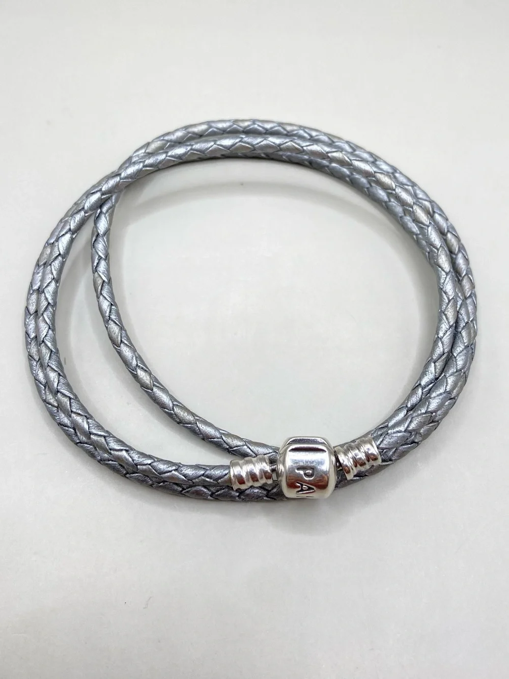 Pandora Moments Silver Leather Triple Wrap Bracelet